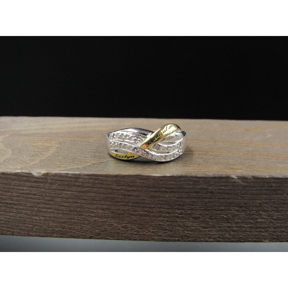 Size 6 Sterling Silver Evelynn & Richard Diamond Name Band Ring Vintage